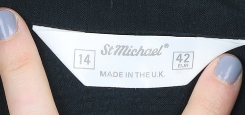 St Michael Women's Black Shirt Dress, Size 14