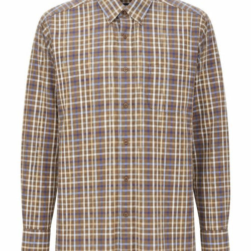 Guise Men's Brown Check Long Sleeve Casual Shirt M