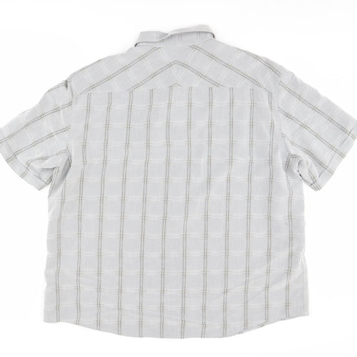 Marks and Spencer Men's Grey Plaid Button-Up Shirt 2XL