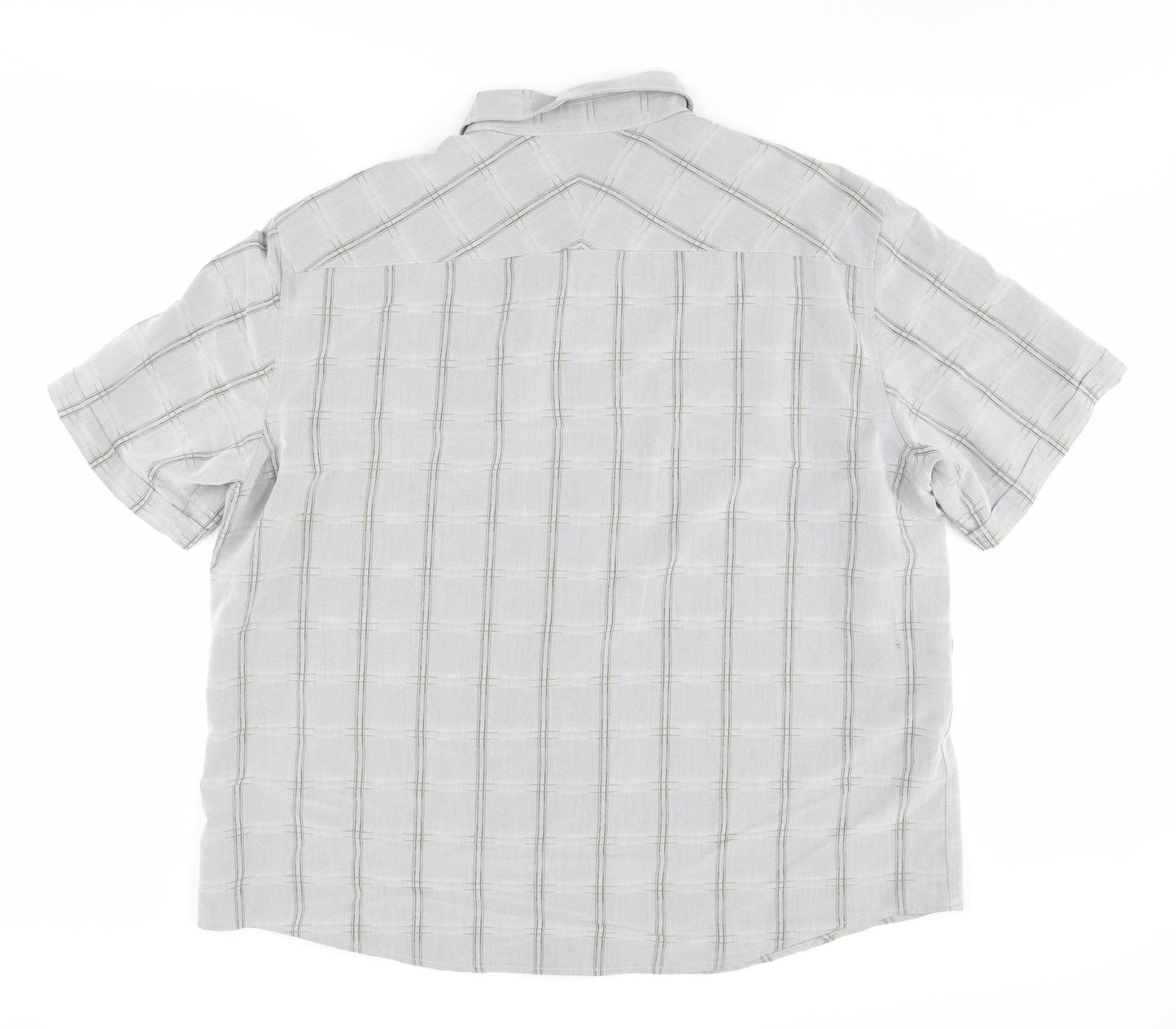 Marks and Spencer Men's Grey Plaid Button-Up Shirt 2XL