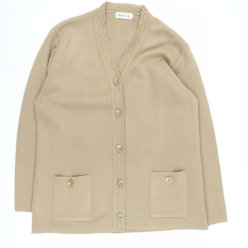 Bonmarché Women's Beige Cardigan M V-Neck Long Sleeve