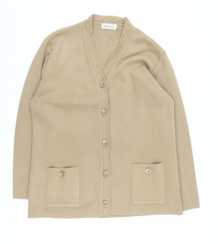 Bonmarché Women's Beige Cardigan M V-Neck Long Sleeve