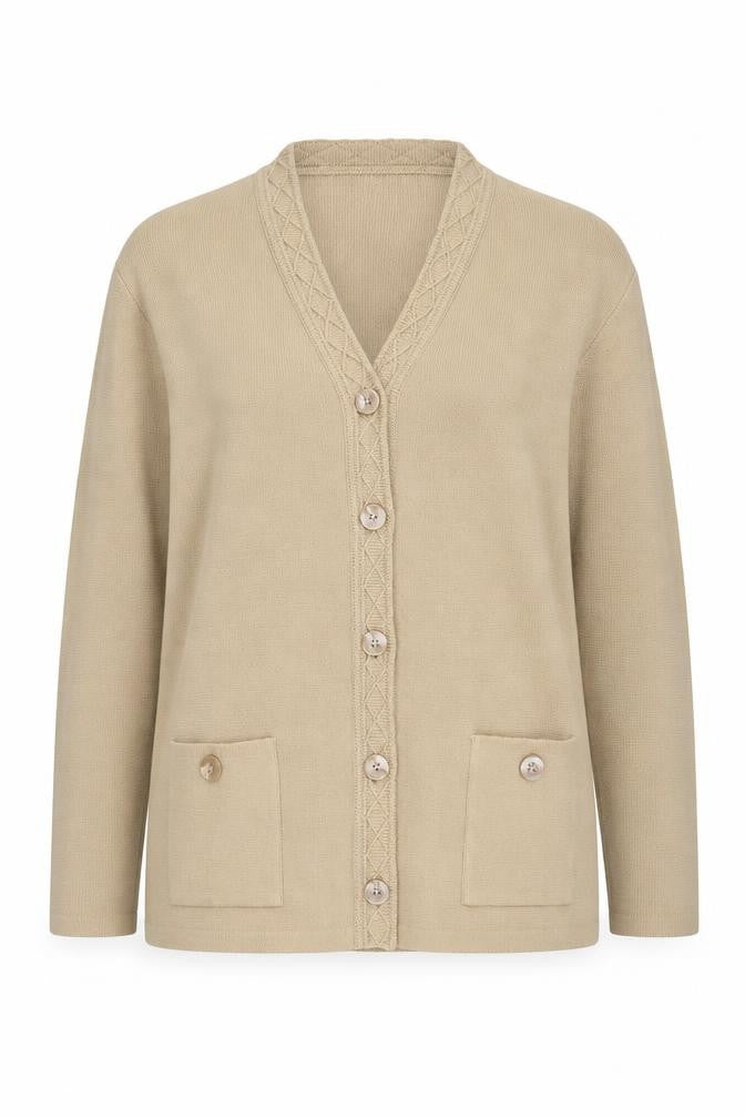 Bonmarché Women's Beige Cardigan M V-Neck Long Sleeve