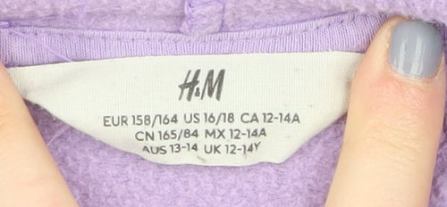 H&M Girls Purple Hoodie, Size 12-14 Years, Pullover Style
