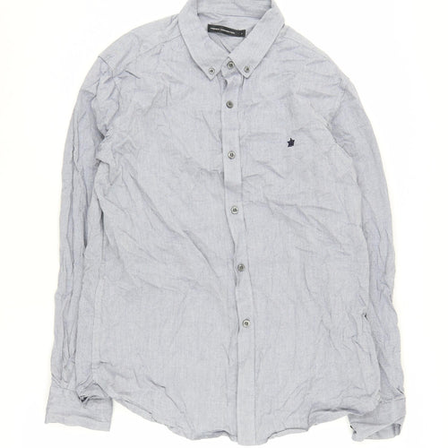 French Connection Men's Blue Button-Up Shirt L