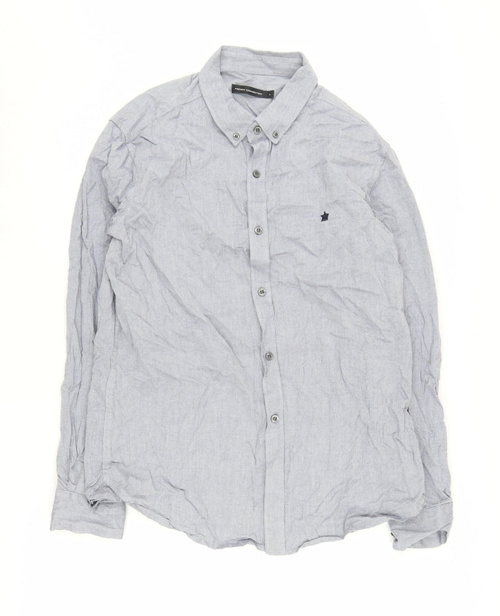 French Connection Men's Blue Button-Up Shirt L