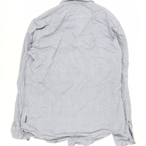 French Connection Men's Blue Button-Up Shirt L