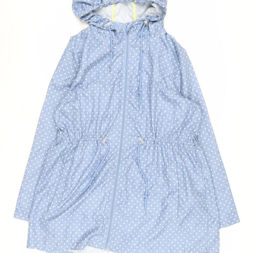 Women's Blue Polka Dot Hooded Parka - M