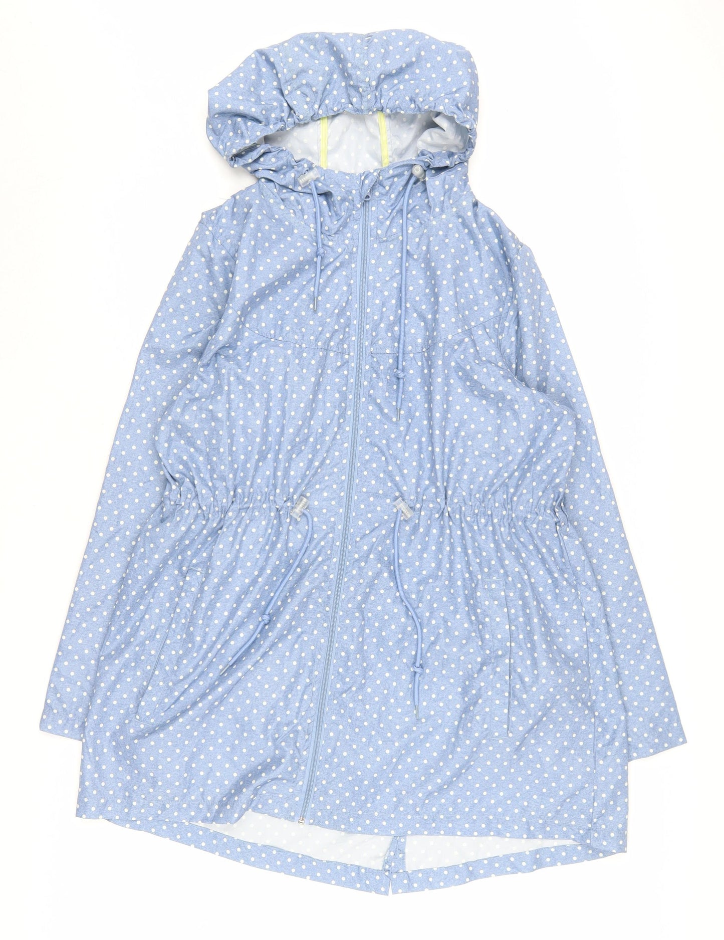 Women's Blue Polka Dot Hooded Parka - M