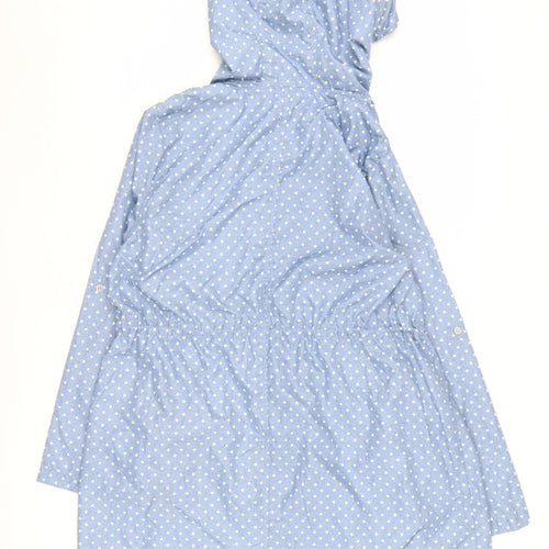 Women's Blue Polka Dot Hooded Parka - M