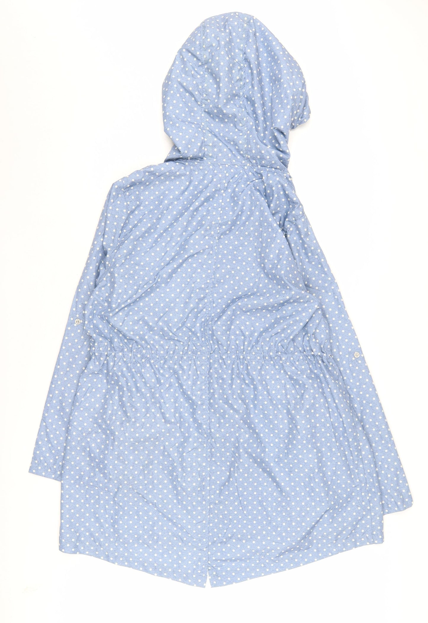 Women's Blue Polka Dot Hooded Parka - M