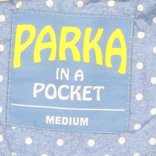 Women's Blue Polka Dot Hooded Parka - M