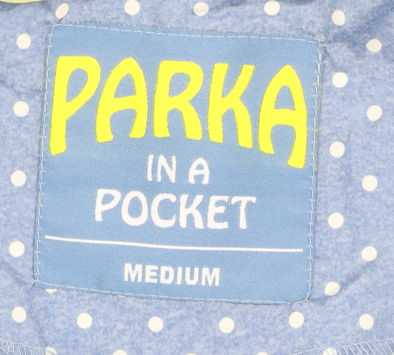 Women's Blue Polka Dot Hooded Parka - M