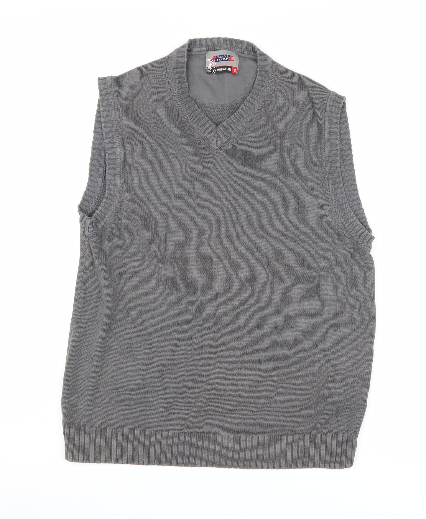 Promo Stars Grey Cotton Men's V-Neck Vest - Size S