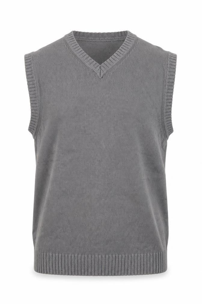 Promo Stars Grey Cotton Men's V-Neck Vest - Size S