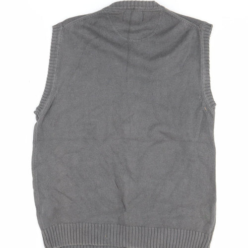 Promo Stars Grey Cotton Men's V-Neck Vest - Size S