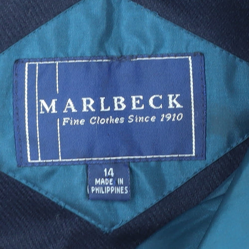 Marlbeck Women's Blue Long Overcoat Size 14