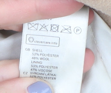 H&M Women's Beige Long Belted Coat - Size 4