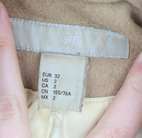 H&M Women's Beige Long Belted Coat - Size 4
