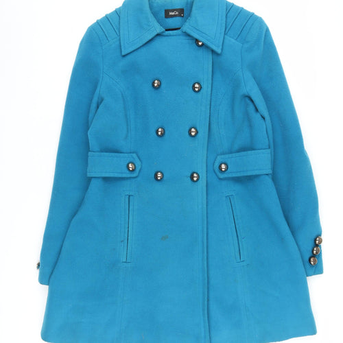 M&Co Women's Blue Pea Coat Size 14 Mid-Length