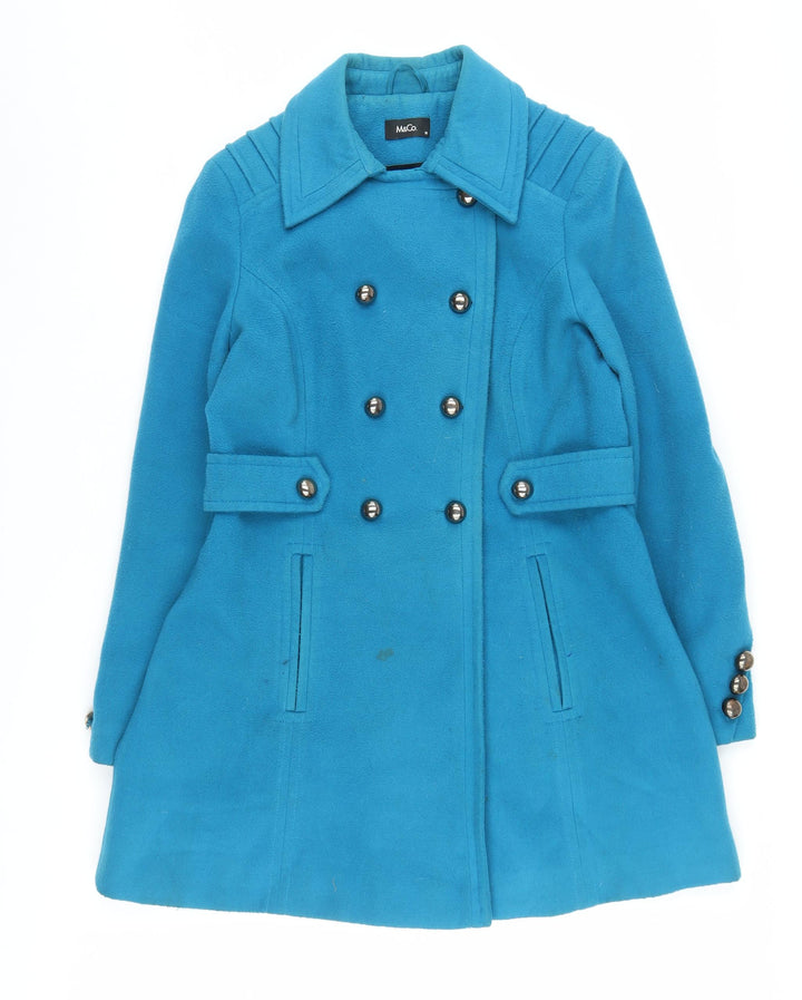 M&Co Women's Blue Pea Coat Size 14 Mid-Length
