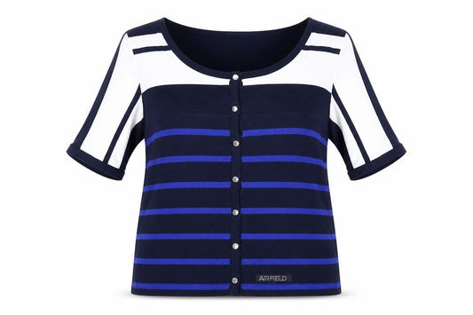 Front view of AirField Women's Multicoloured Striped Button-Up, size 10