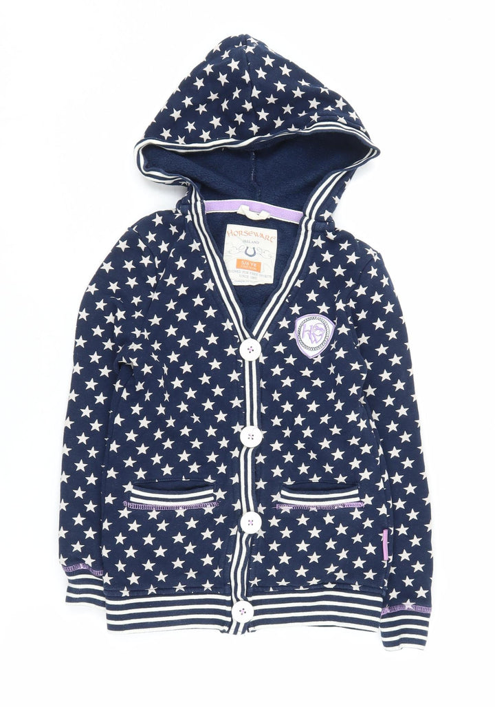 Horseware Girls' Blue Stars Hooded Cardigan 5-6 Years