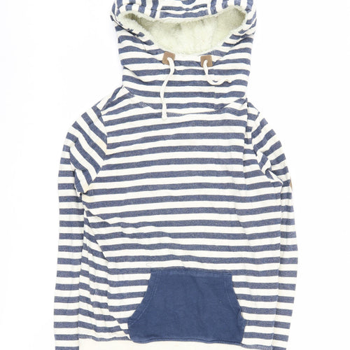 Animal Women's Blue Striped Hoodie Size 10 with Drawstring
