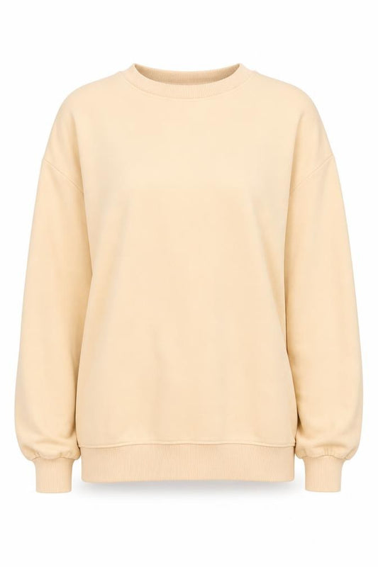 Front view of Threadbare Women's Beige Crew Neck Sweatshirt, size 12