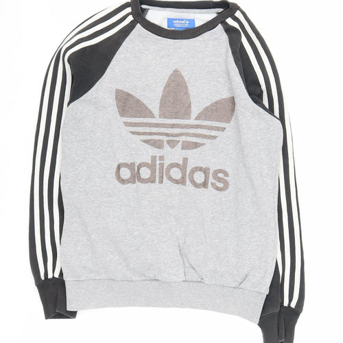 Adidas Women's Grey Logo Sweatshirt Size 10