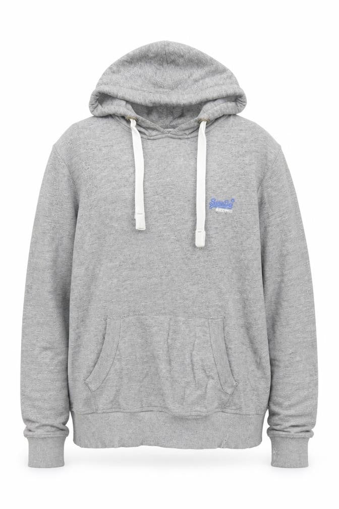 Front view of Superdry Men's Grey Hoodie S Pullover Fleece
