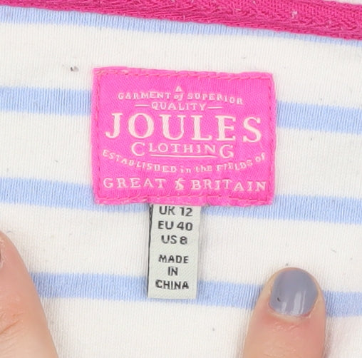 Joules Women's Blue Boat Neck Stripe Jumper Size 12