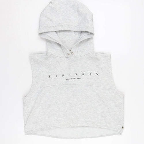 Pink Soda Sport Women's Grey Sleeveless Hoodie Vest, Size 10