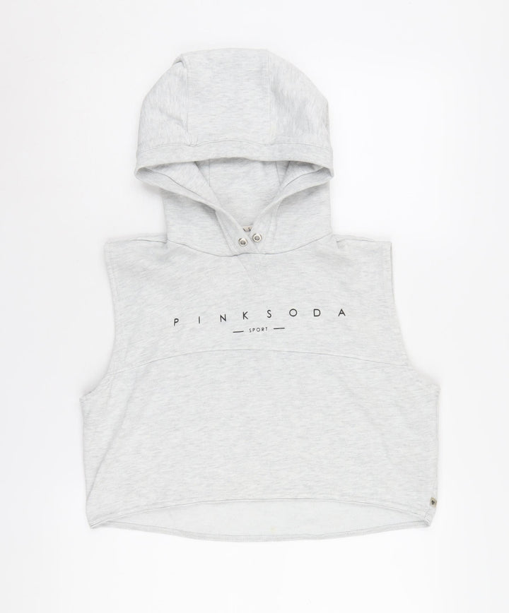 Pink Soda Sport Women's Grey Sleeveless Hoodie Vest, Size 10