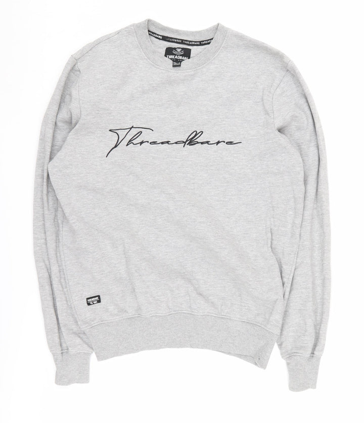 Threadbare Men's Grey Pullover Sweatshirt S, Logo Design