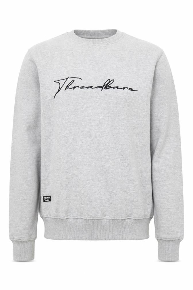 Front view of Threadbare Men's Grey Pullover Sweatshirt S, Logo Design