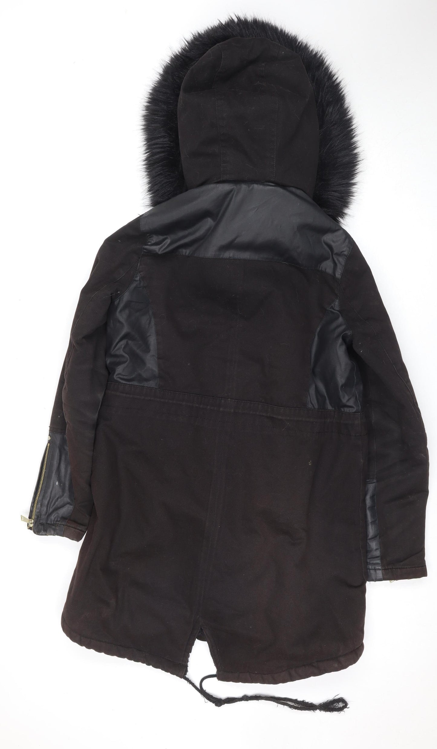 River Island Women's Black Hooded Bomber Jacket Size 10