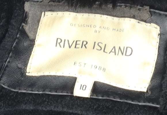 River Island Women's Black Hooded Bomber Jacket Size 10