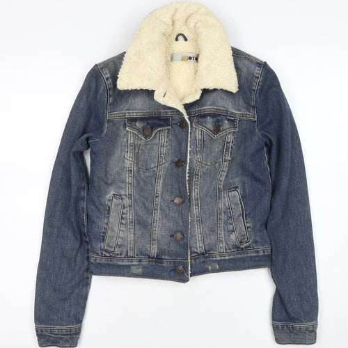 Topshop Women's Blue Denim Jacket, Size 8, Classic Style