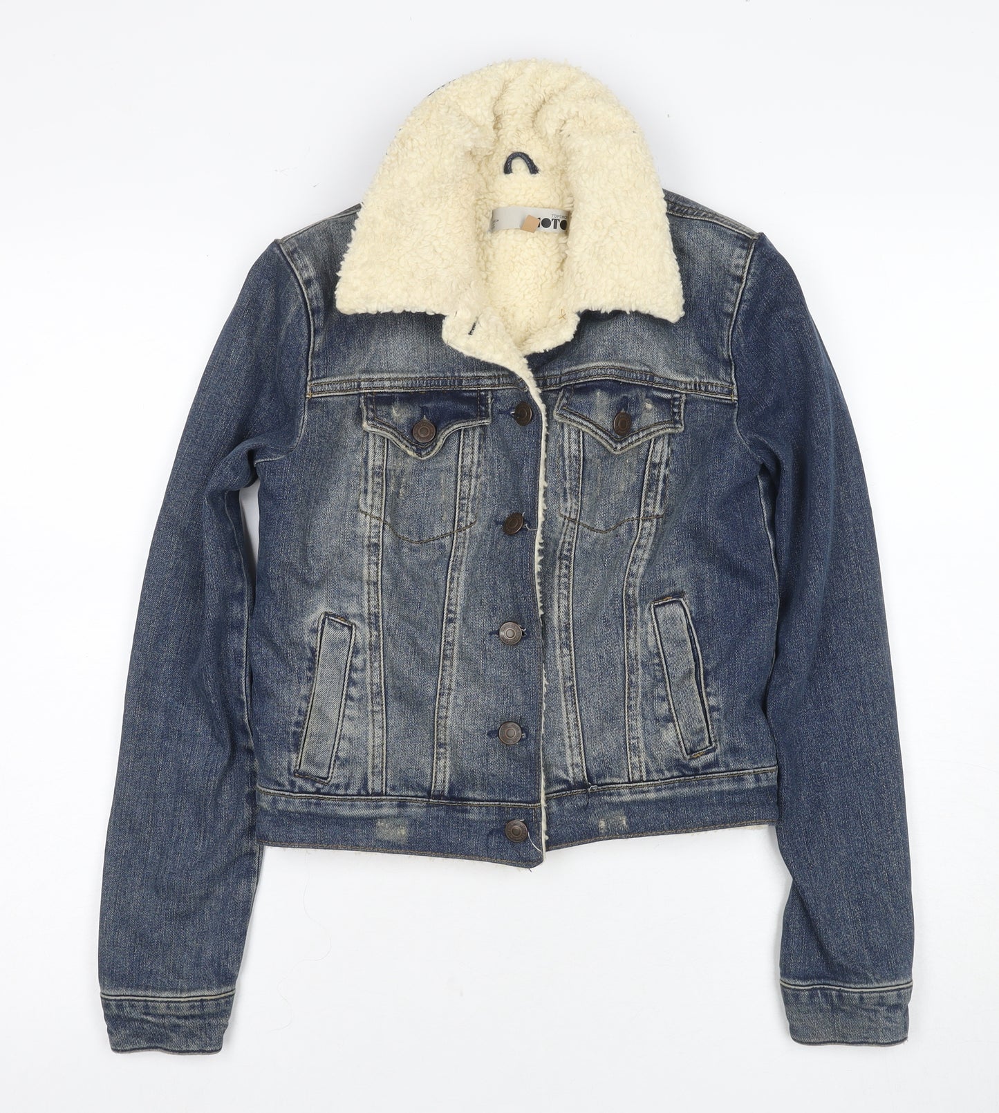 Topshop Women's Blue Denim Jacket, Size 8, Classic Style