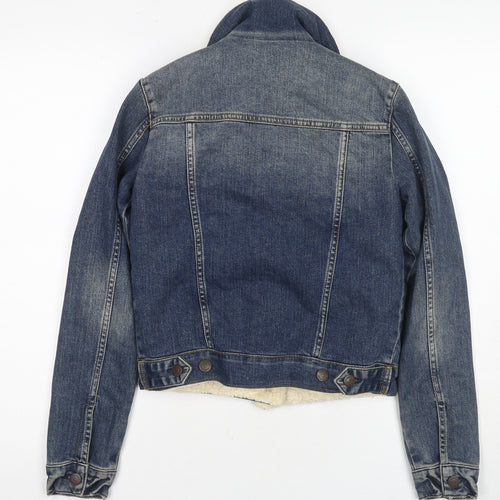 Topshop Women's Blue Denim Jacket, Size 8, Classic Style