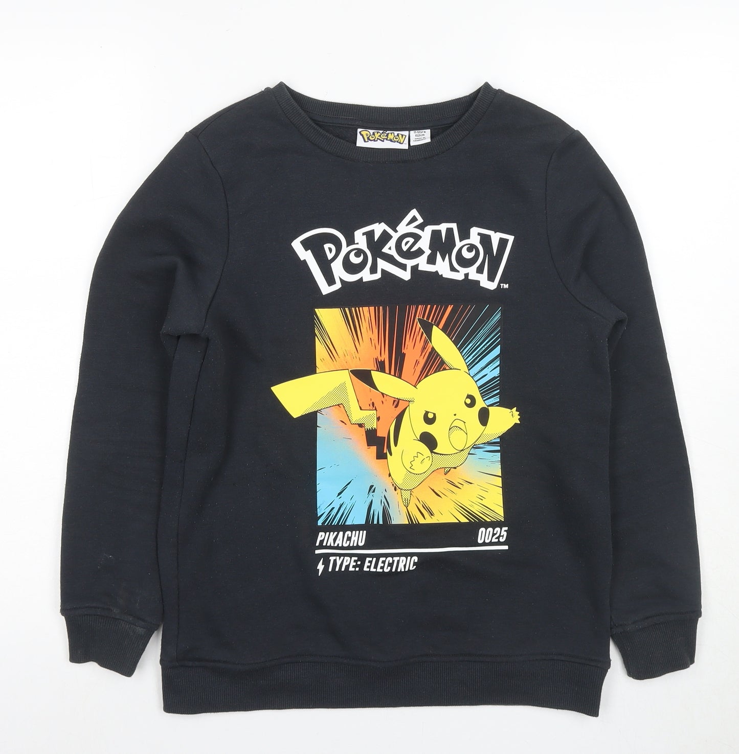Pokémon Boys Black Pikachu Sweatshirt 11-12 Years