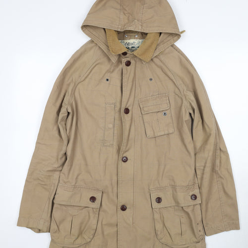 Next Women Beige Parka Jacket Size S Hooded