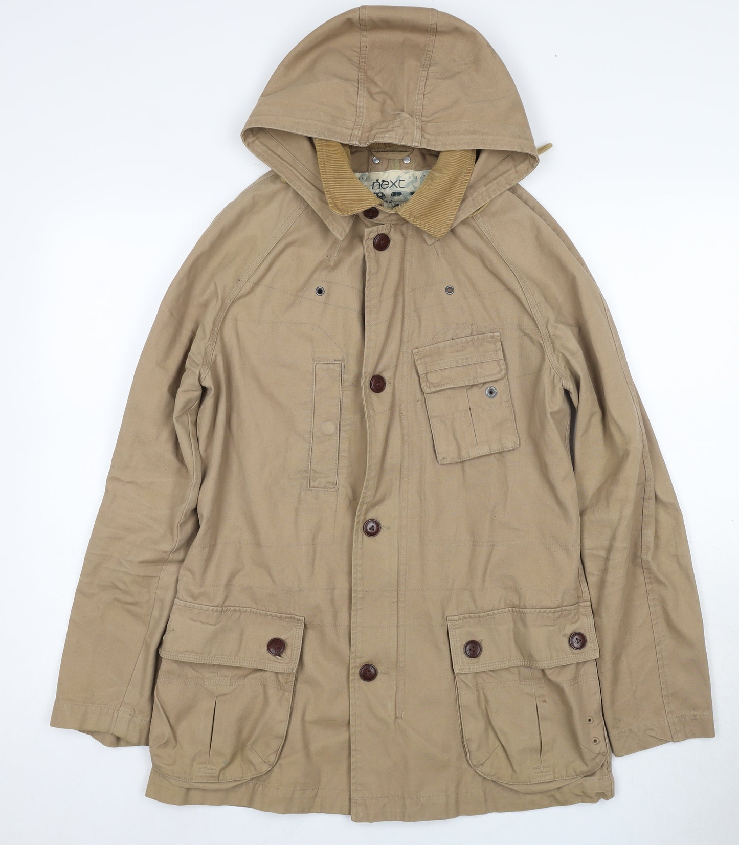 Next Women Beige Parka Jacket Size S Hooded