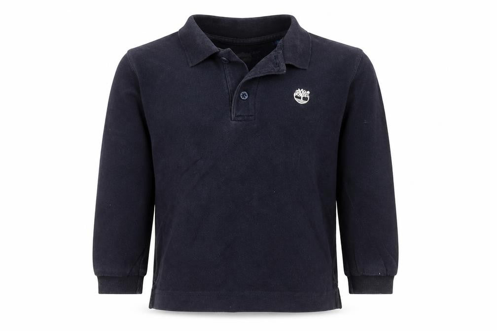 Front view of Timberland boys’ black polo 6 years long sleeve top