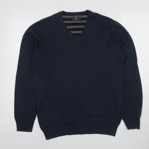 Marks and Spencer Men's Blue V-Neck Pullover Jumper S