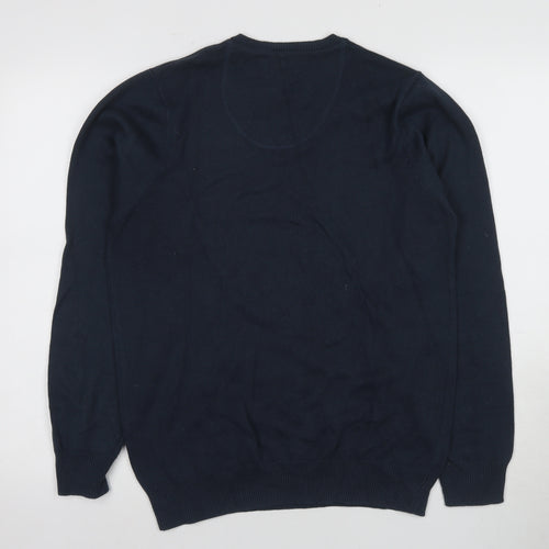 Marks and Spencer Men's Blue V-Neck Pullover Jumper S