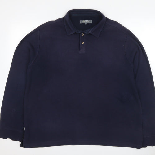 Marks and Spencer Men's Blue XL Long Sleeve Polo