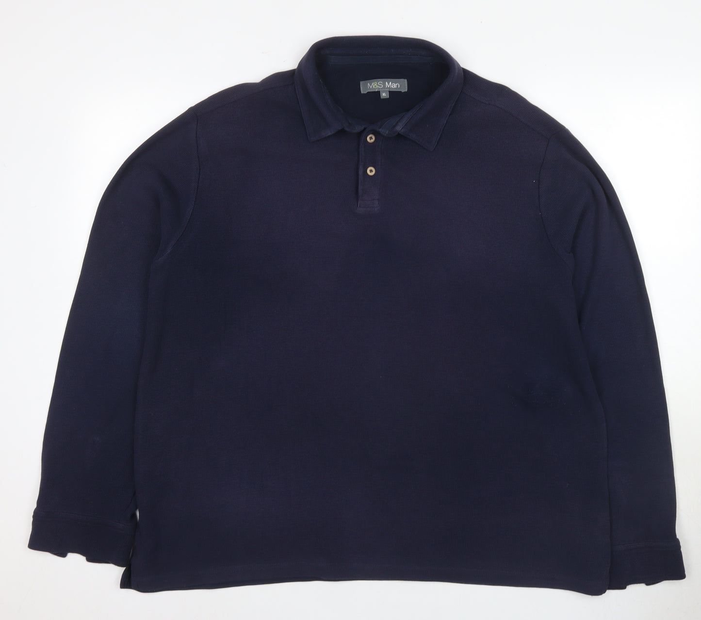 Marks and Spencer Men's Blue XL Long Sleeve Polo