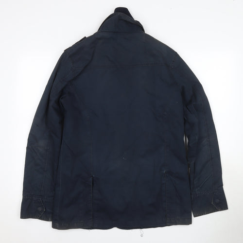 Vintage Men's Blue Military Jacket - M - Zip & Button